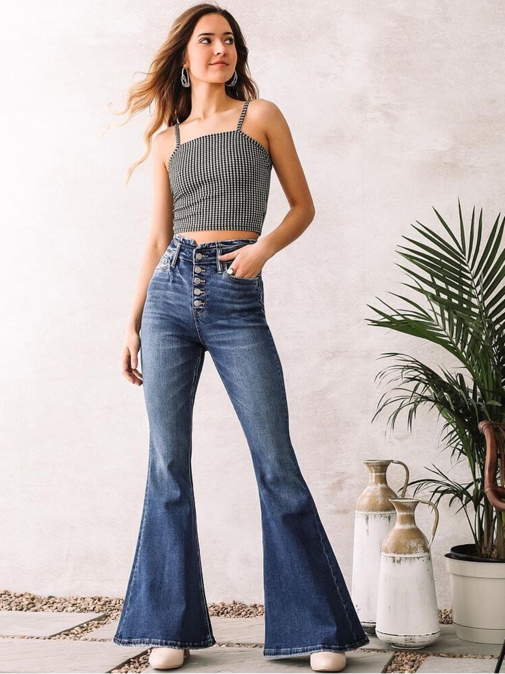 Bridge By Gly High Rise Super Flare Button Fly Denim Jeans in Dark Wash size 25 - Picture 7 of 15